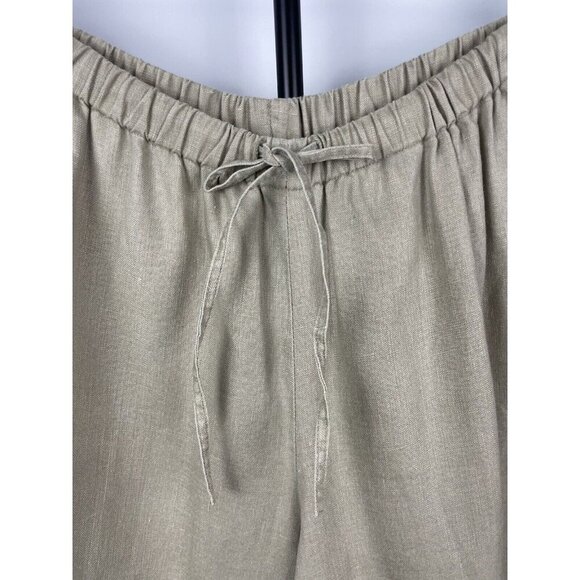 Go Linen Women Khaki Green‎ 100% Linen Elastic Waist Tapered Pants Size 2X - Picture 4 of 8